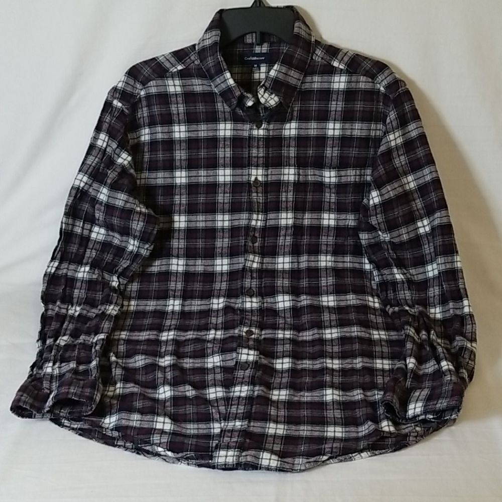 Croft & Barrow Plaid Cotton Long Sleeve Shirt Size M
